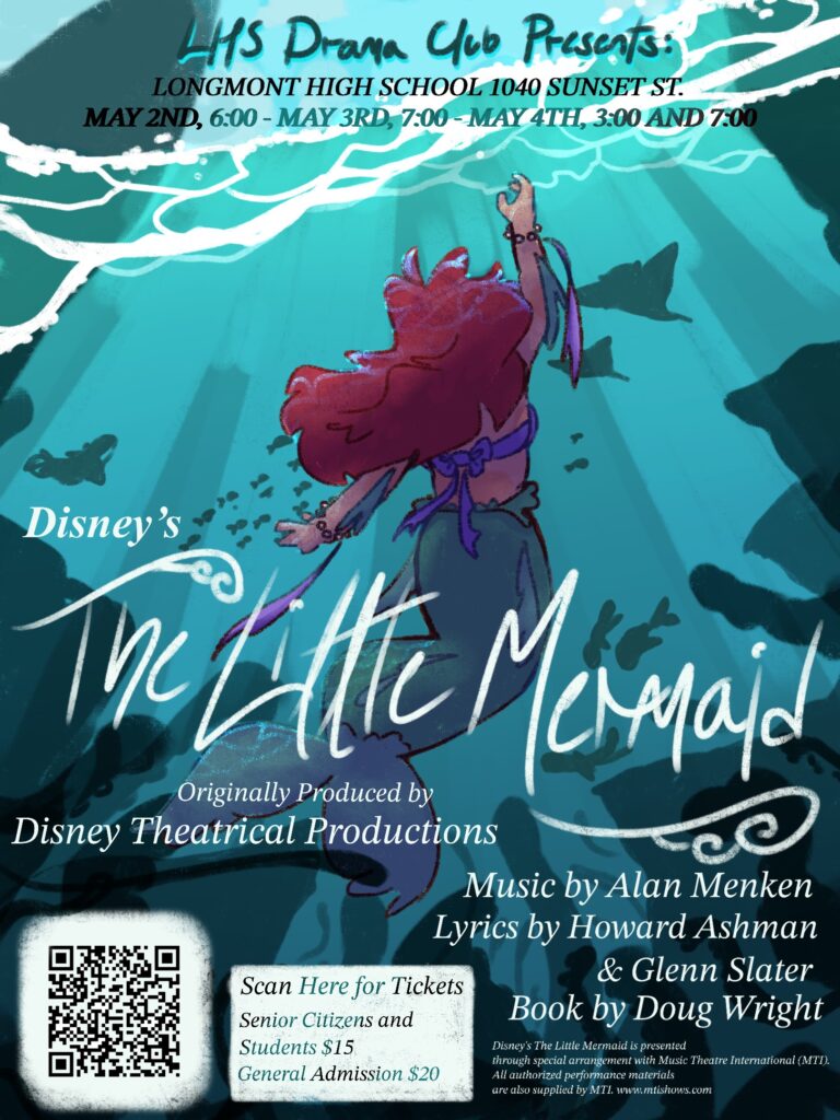 Vibrant poster ad for the spring production of The Little Mermaid